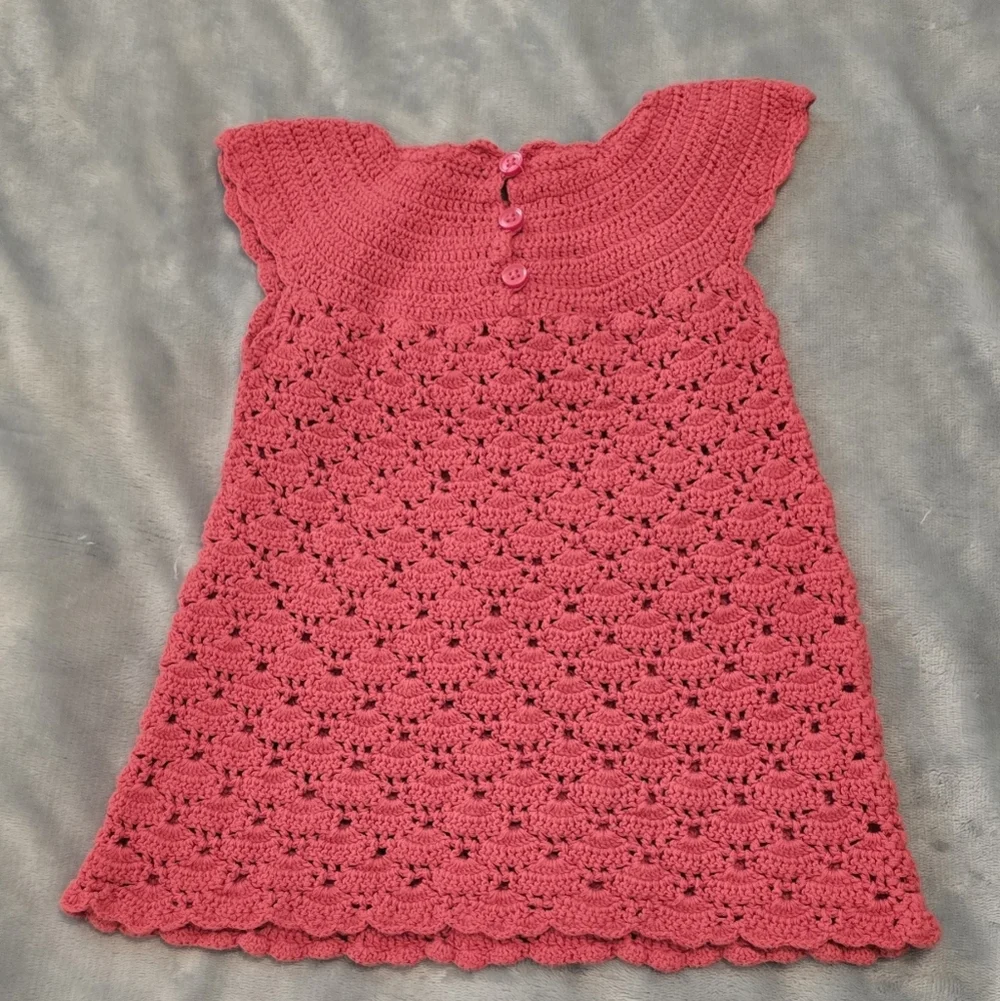 Gymboree Coral Crochet Baby Dress And Floral Cotton Blanket (1028) - Picture 3 of 7